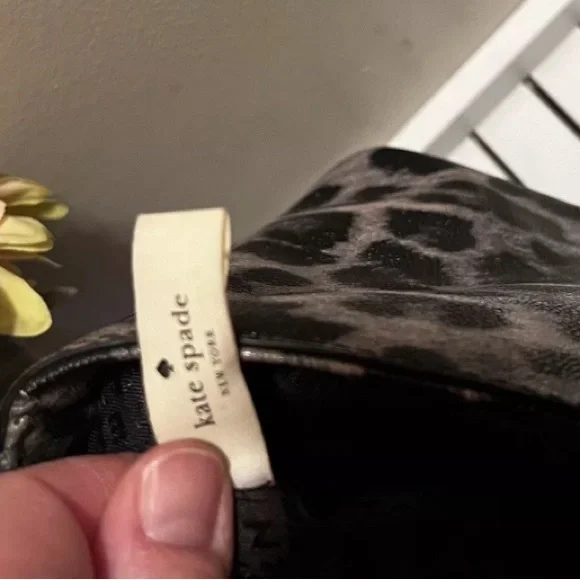 Kate ♠️ Spade New York Black & Gray Leopard Print Small Tote Handbag EUC RARE - Picture 8 of 8